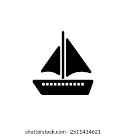 Sailing boat black and white flat vector icon design. Yacht symbol design and clip art