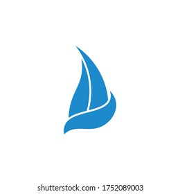 sailing boat blue waves motion design symbol logo vector