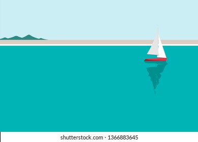 Vela barco pelo vetor à beira-mar