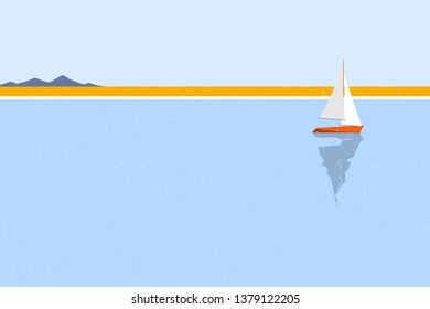 Sailing boat by the seaside vector