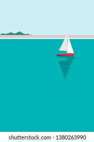 Sailing boat by the seaside vector