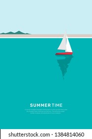 Sailing Boat By The Seaside Vector