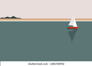 Sailing boat by the seaside vector