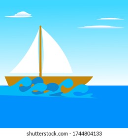 Sailing boat cartoon illustration icon template