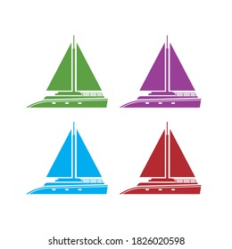 sailing boat cartoon variations isolated on white 