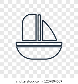 Sailing boat concept vector linear icon isolated on transparent background, Sailing boat concept transparency concept in outline style