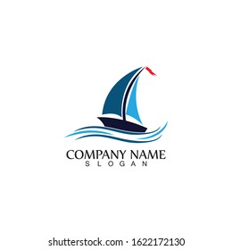 Sailing boat, Daily cruises, sea travel, vector logo-icon