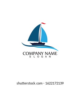 Sailing boat, Daily cruises, sea travel, vector logo-icon