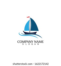 Sailing boat, Daily cruises, sea travel, vector logo-icon