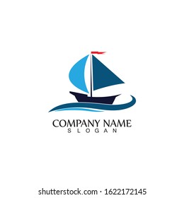 Sailing boat, Daily cruises, sea travel, vector logo-icon