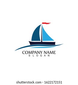 Sailing boat, Daily cruises, sea travel, vector logo-icon