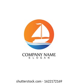 Sailing boat, Daily cruises, sea travel, vector logo-icon