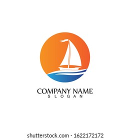 Sailing boat, Daily cruises, sea travel, vector logo-icon