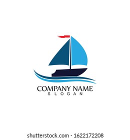 Sailing boat, Daily cruises, sea travel, vector logo-icon