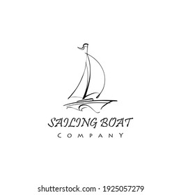 Sailing boat design hand drawings. Simple sailboat logo template. sailboat logo creative ideas	
