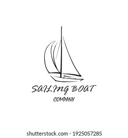 Sailing boat design hand drawings. Simple sailboat logo template. sailboat logo creative ideas