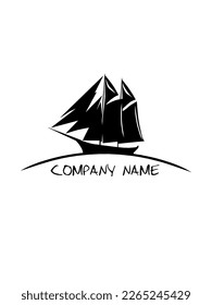Sailing Boat design logo for company and other organization, vector illustration. This design is suitable for those of you who like adventure and spend a lot of time in nature.