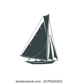 Sailing boat design vector illustration. Sailing boat Silhouette. Boat design template.