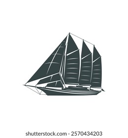 Sailing boat design vector illustration. Sailing boat Silhouette. Boat design template.