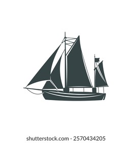 Sailing boat design vector illustration. Sailing boat Silhouette. Boat design template.