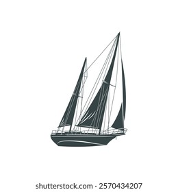 Sailing boat design vector illustration. Sailing boat Silhouette. Boat design template.