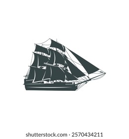 Sailing boat design vector illustration. Sailing boat Silhouette. Boat design template.