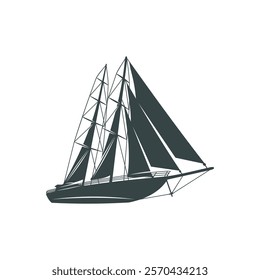 Sailing boat design vector illustration. Sailing boat Silhouette. Boat design template.