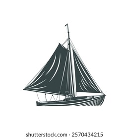 Sailing boat design vector illustration. Sailing boat Silhouette. Boat design template.