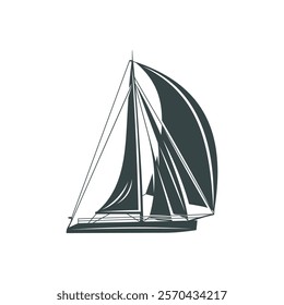 Sailing boat design vector illustration. Sailing boat Silhouette. Boat design template.