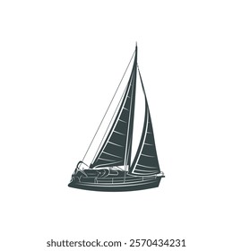 Sailing boat design vector illustration. Sailing boat Silhouette. Boat design template.