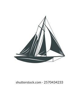 Sailing boat design vector illustration. Sailing boat Silhouette. Boat design template.