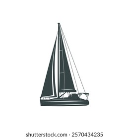 Sailing boat design vector illustration. Sailing boat Silhouette. Boat design template.