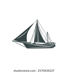 Sailing boat design vector illustration. Sailing boat Silhouette. Boat design template.