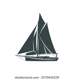 Sailing boat design vector illustration. Sailing boat Silhouette. Boat design template.