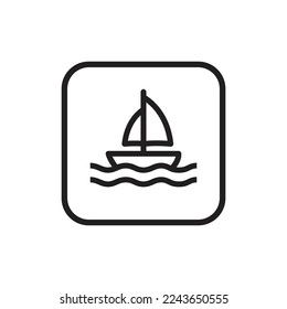 Sailing boat for fisherman transportation logo.