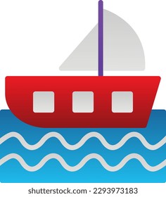 Sailing Boat Flat Gradient Vector Icon Design