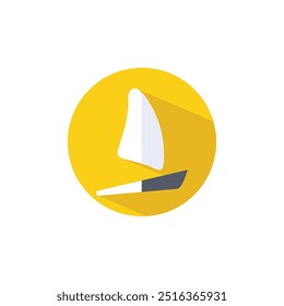 Barco de vela Flat Icon Vector. Icono plano de velero.