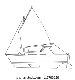 Sailing boat floating. Vector illustration.