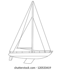 Sailing boat floating. Vector illustration.