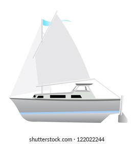 Sailing boat floating. Vector illustration.