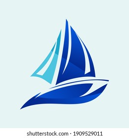 sailing boat gradient logo design vector