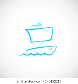 Sailing boat hand drawn logo template
