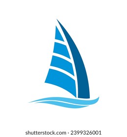 sailing boat happy holiday logo.