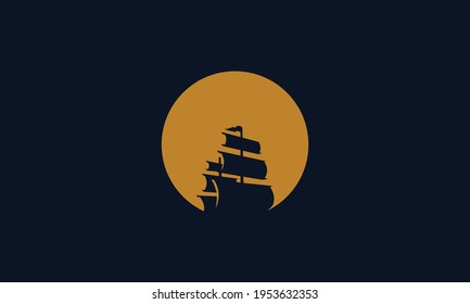 ilustración del icono del vector del logotipo del barco de vela