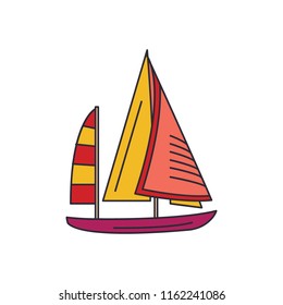 Sailing boat icon. Cartoon sailing boat vector icon for web design isolated on white background