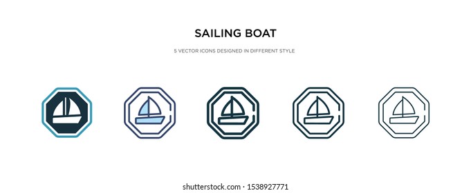 sailing boat icon in different style vector illustration. two colored and black sailing boat vector icons designed in filled, outline, line and stroke style can be used for web, mobile, ui