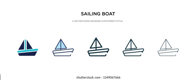 sailing boat icon in different style vector illustration. two colored and black sailing boat vector icons designed in filled, outline, line and stroke style can be used for web, mobile, ui