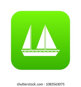 Sailing boat icon digital green for any design isolated on white vector illustration