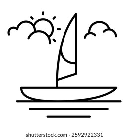 Sailing boat icon with editable stroke