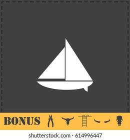 Sailing boat icon flat. Simple vector symbol and bonus icon